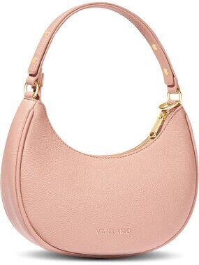Women's Blush Pink Half Moon Anti-Theft Clutch Purses Evening Crescent Bags